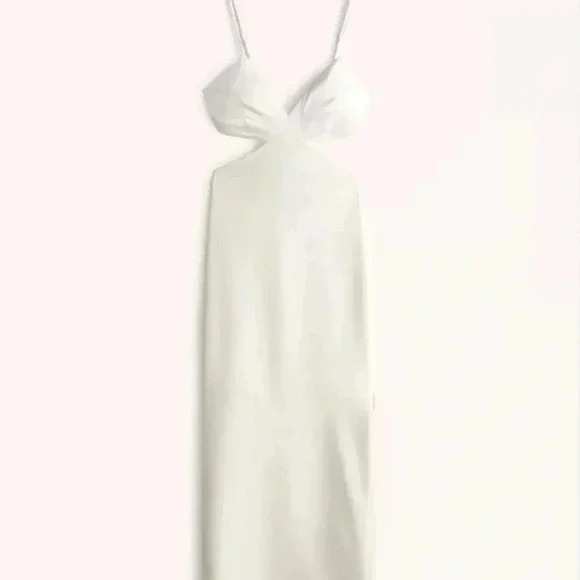 Abercrombie & Fitch Mixed Fabric Cutout Midi Dress - Picture 3 of 12